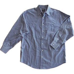 JOS. A. BANK Traveler Men's 16.5-354 Blue/White Plaid Long Sleeve Dress Shirt